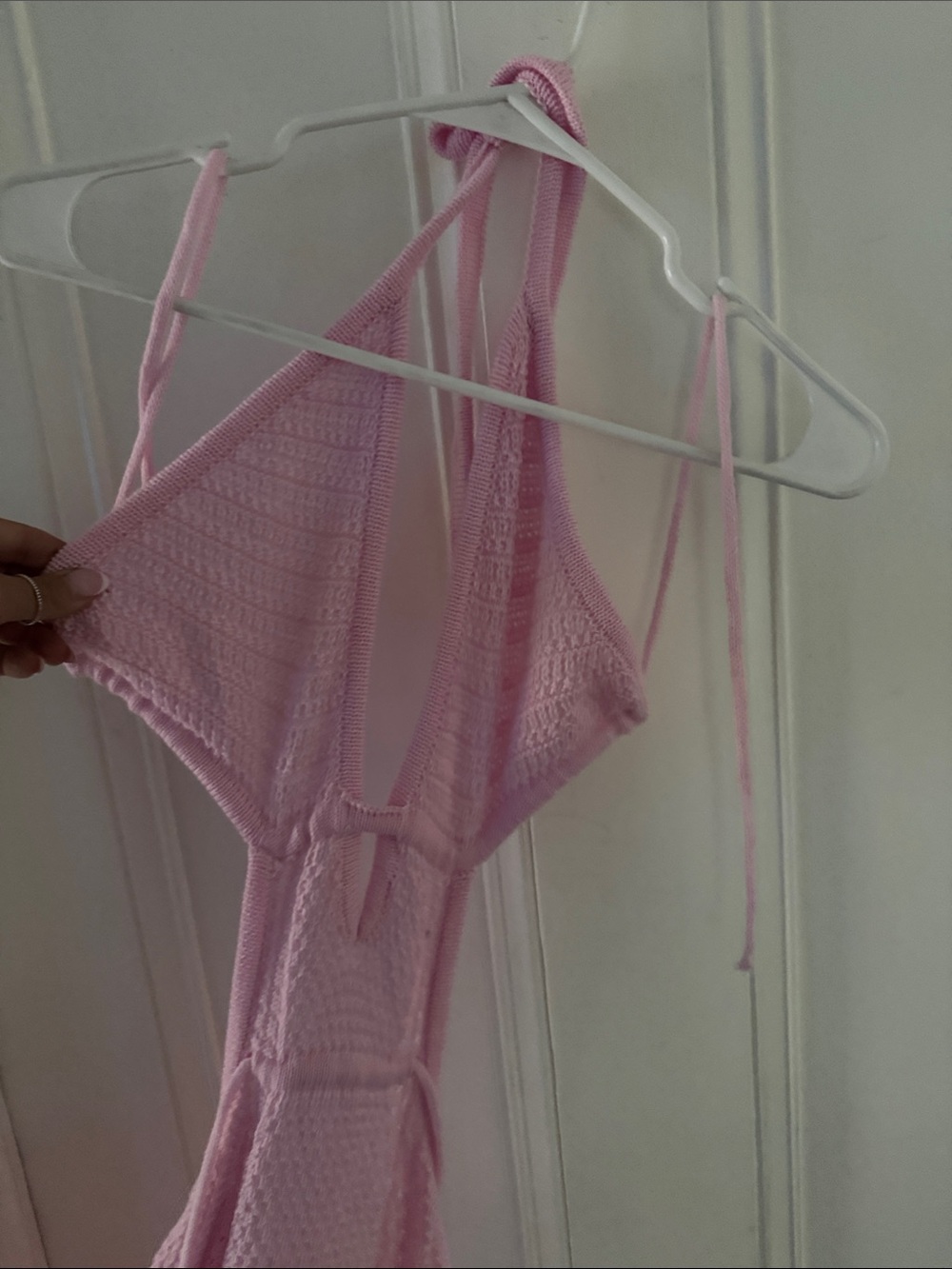 SHEIN Light Pink Knit Halter Bodysuit